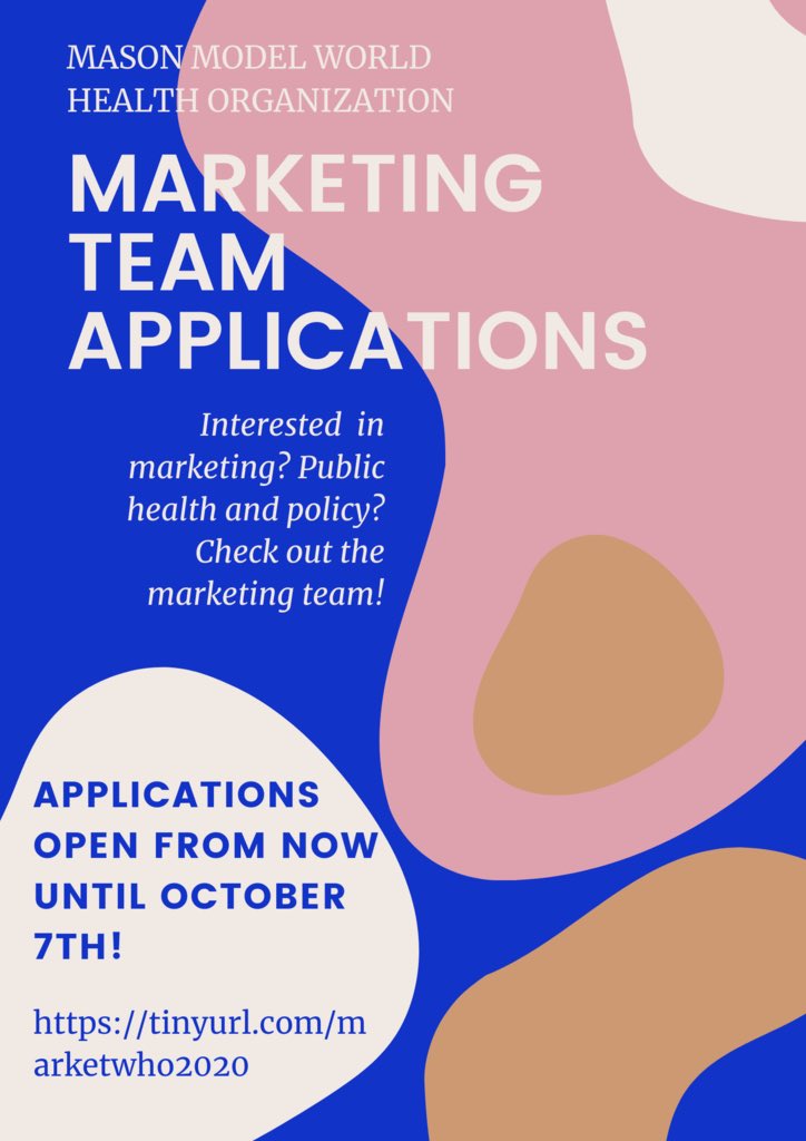 Marketing applications are now available! Want to enhance your communication skills? Or put your creativity skills to use? Apply for MWHO marketing team!

tinyurl.com/marketwho2020