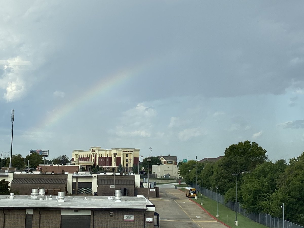 Rainbow over HSC is a much better site than yesterday’s flood.  #TulsaTech