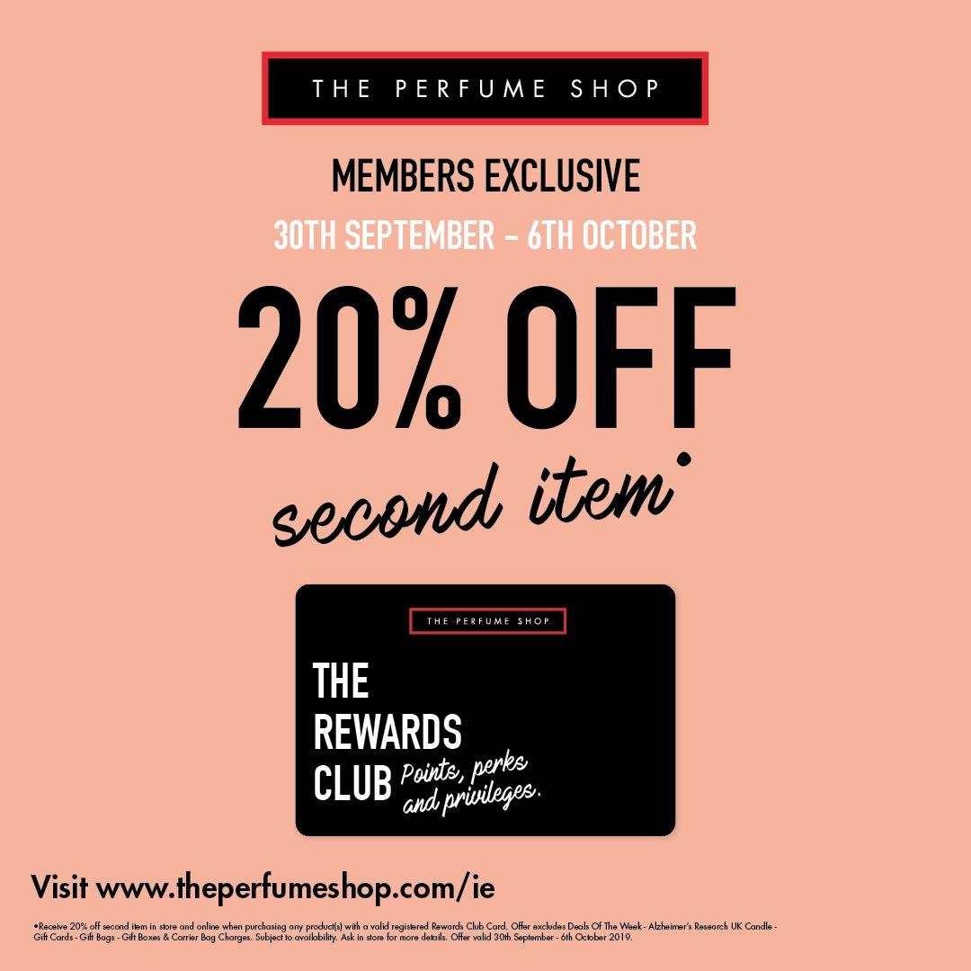 mahonpointsc's tweet photo. Rewards Club members can avail of 20% off second item all week at @ThePerfumeShop @TPSCork129 

#theperfumeshop #tpscc #tpsoffers #perfumedeals 

#FashionFilmFoodFun 
#ThatsThePoint https://t.co/OfC9OqXKTA