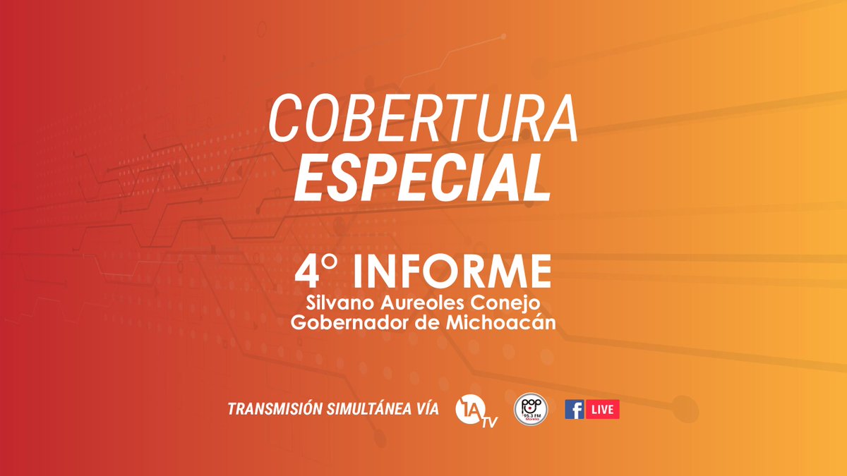 1aplanamx's tweet photo. #Entérate | #CoberturaEspecial con motivo del 4to Informe de gobierno de @Silvano_A @GobMichoacan 

⏰ 11:00 HRS
🎙📡 Radio Pop Digital @Pop953Morelia
🖥📲 🔴 #FacebookLive https://t.co/3cQoXFxrh6