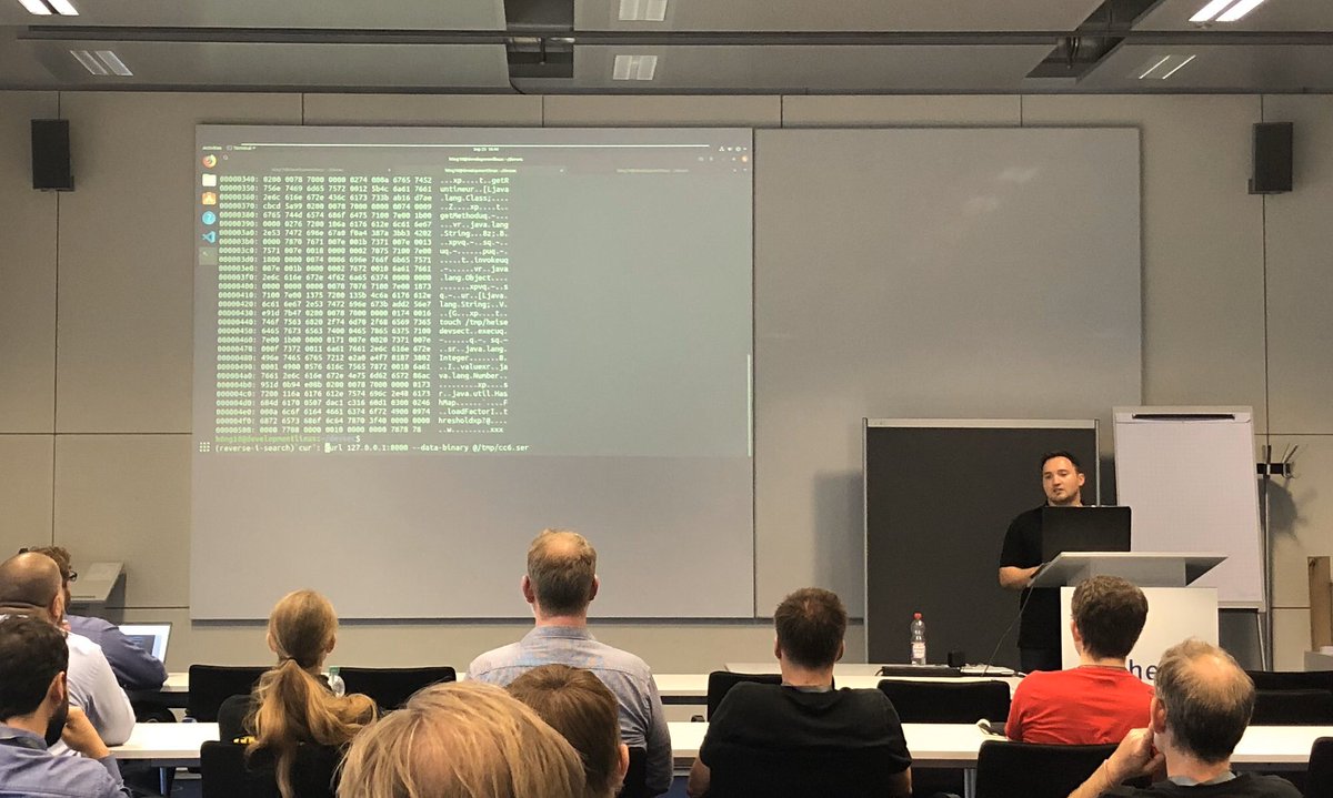 secure_coder's tweet photo. @h0ng10 pwning Java deserialization @heise_devSec #devSec19 https://t.co/4aULeJob0i