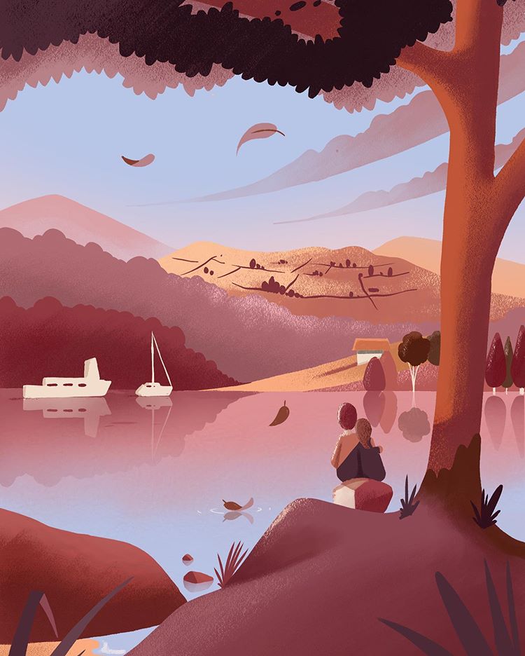 tinsleyad's tweet photo. Adobe Rolls Out Fresco App, which mirrors authentic, organic painting techniques on the iPad. Here's @ChrisHallDraws' "Relaxing in Nature" with beautiful colors and brush strokes.  ✍🏻 #AdobeFresco https://t.co/55GZGiOTp8