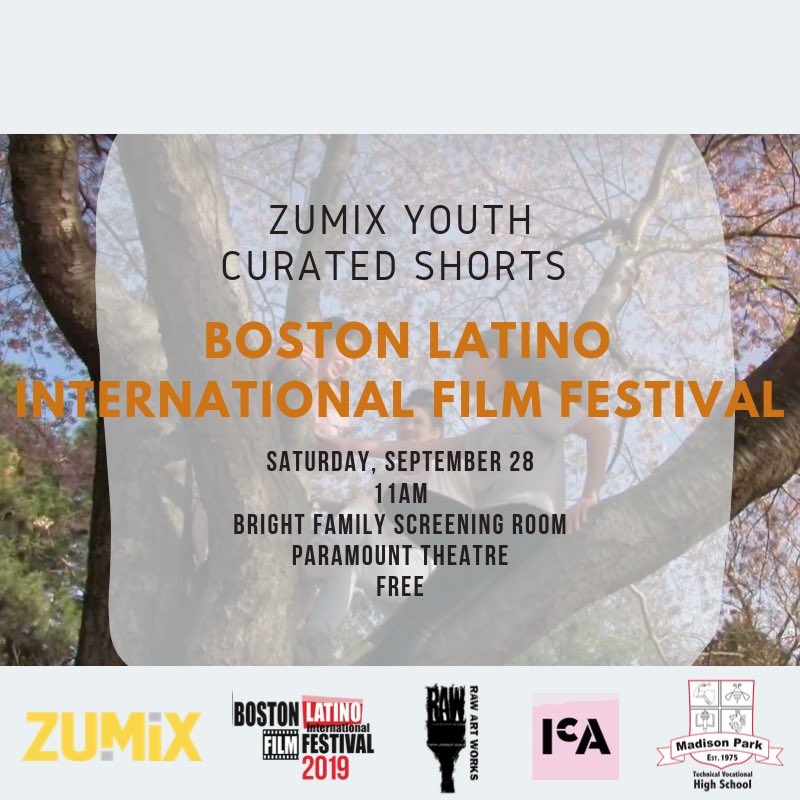 ZUMIXInc's tweet image. Catch us at the Boston Latino International Film Festival this Saturday, September 28! Our video students have curated the first ever youth screening at BLIFF featuring ICA Teens, Raw Art Works, &amp;amp; Madison Park Vocational School
Free tickets: tinyurl.com/y2wv3rfn