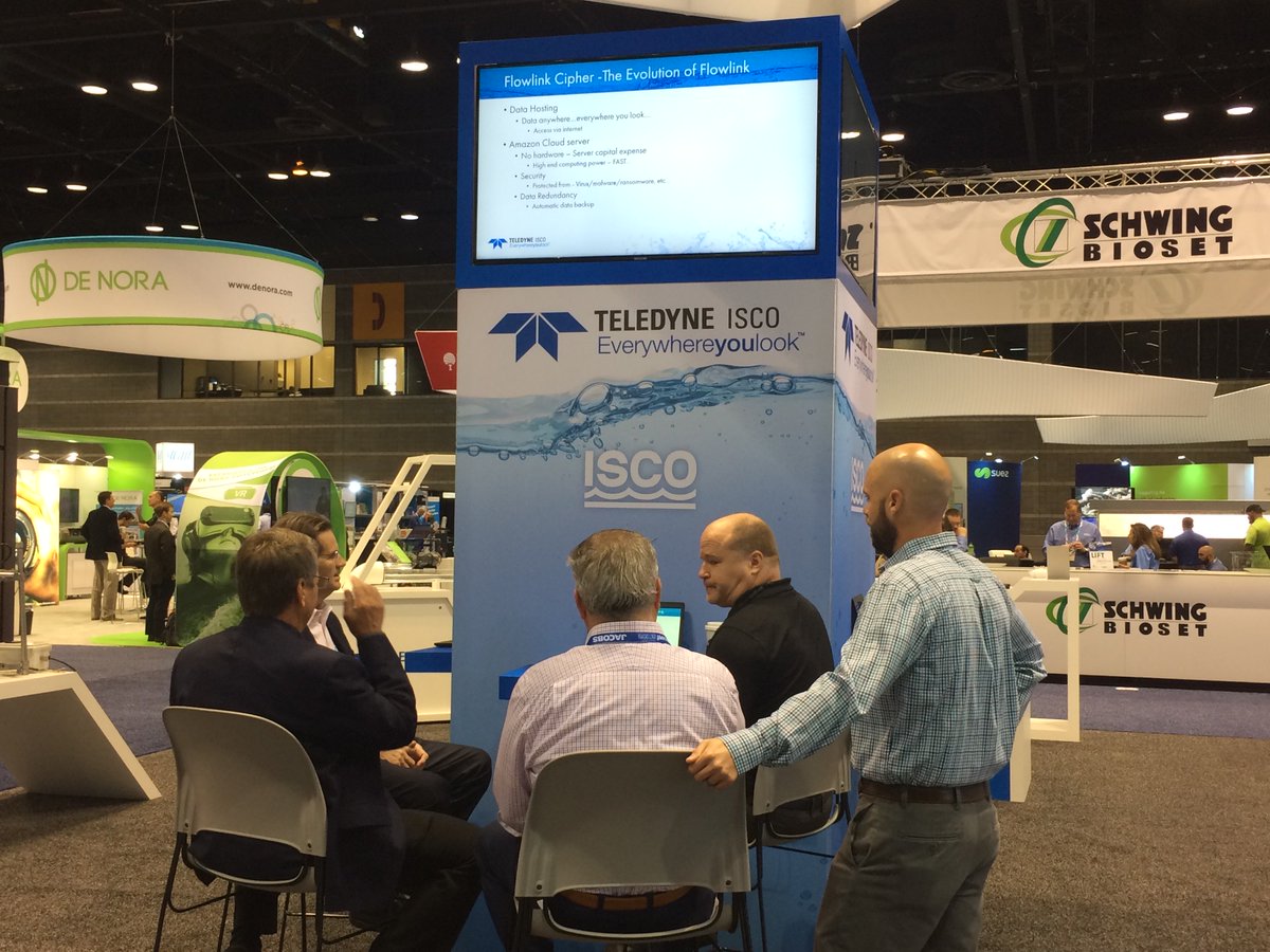 TeledyneIsco's tweet image. Word at #WEFTEC19 is that #FlowlinkCipher and #LaserFlow demos are big hits! The number of people dropping by #TeledyneISCO booth #2312 confirm. 
#Water #Wastewater