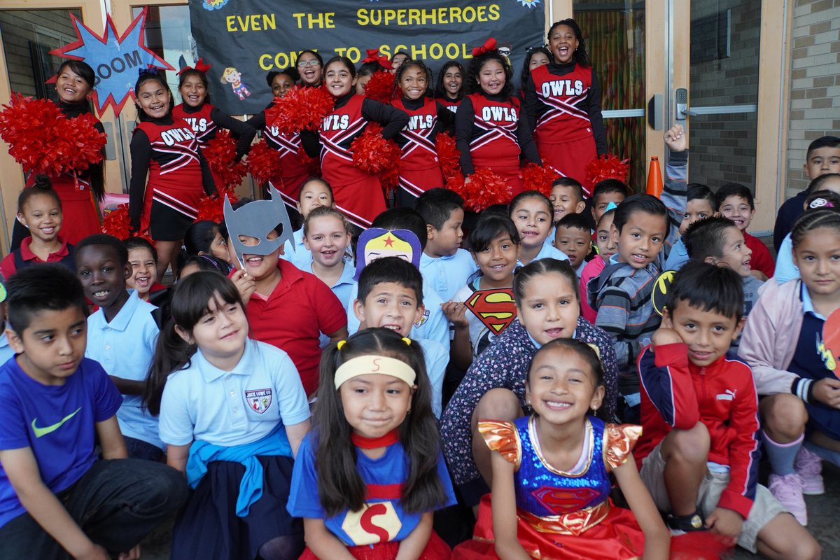 dallasschools's tweet photo. ⚡️Not all superheroes wear capes....but they do show up to school on time! ⏰

💥Students and teachers across #DallasISD dressed up like superheroes today to celebrate Attendance Awareness Month! 

#ShowUpDallasISD @JackLoweSrES https://t.co/66ikvkgA4a