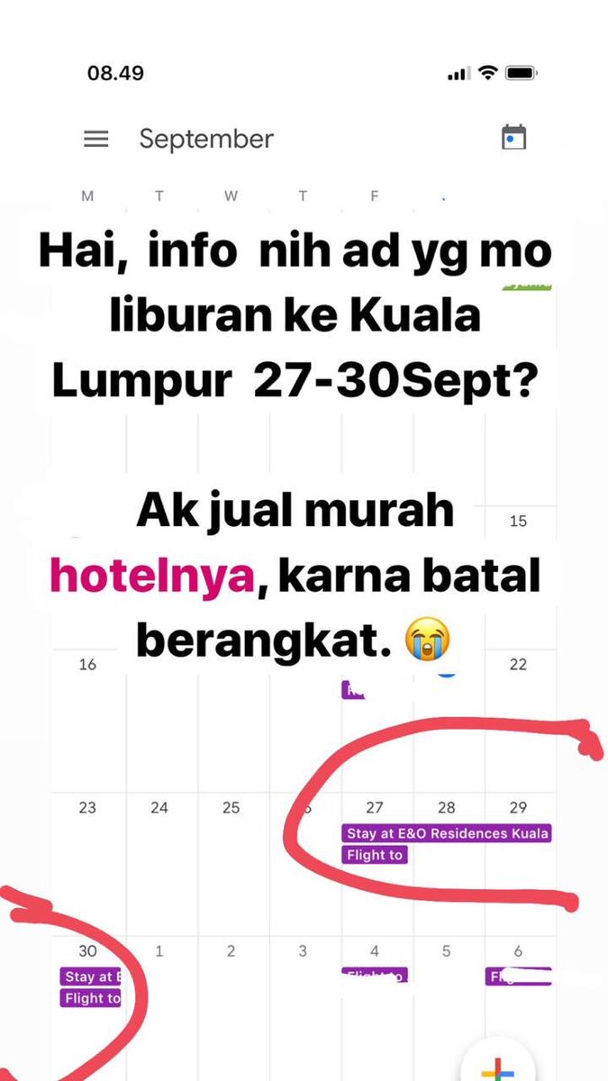 Halo numpang bantu share donk,batal ke KL mgkn ada yg minat hotel nya tgl segitu?
Normal per malam kisaran 1.2jtan, ini 3 mlm 1.8jtan
Thanks

<a href="/arievrahman/">M Arif Rahman</a> <a href="/aMrazing/">Alexander Thian</a> <a href="/iamMariza/">Mariza</a> <a href="/TrinityTraveler/">Trinity</a>