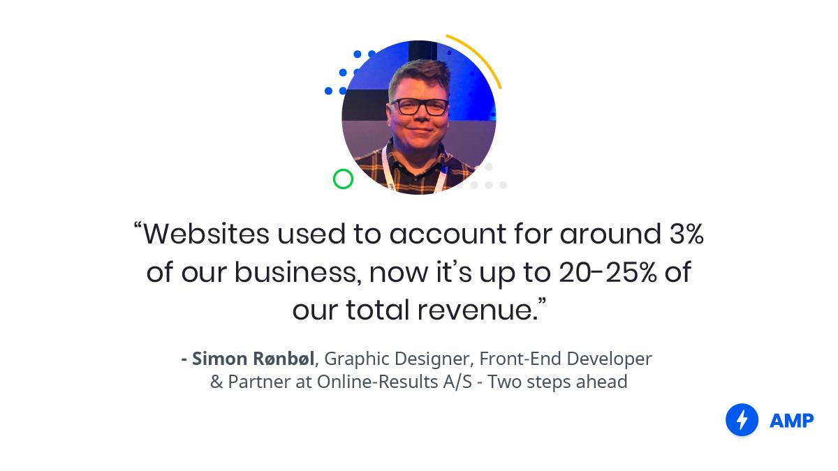 Simon loves using AMP⚡because it’s made creating websites easy. Each member of his team can build a fully optimized site in three to four days 😮. Read Behind the Code to see how: goo.gle/2ndzXKY