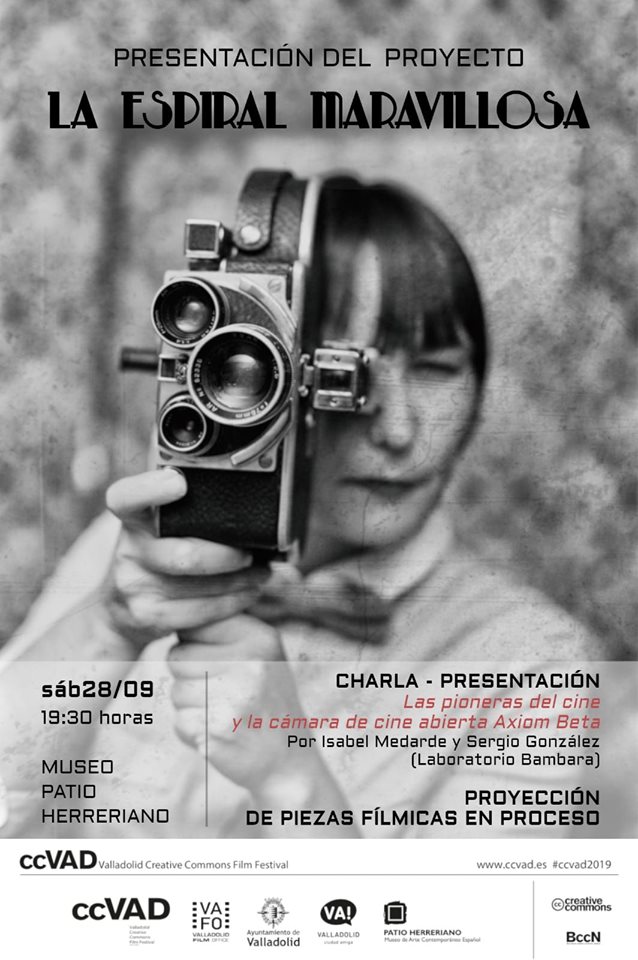 Esta tarde a las 18:30 regresamos al <a href="/PatioHerreriano/">Patio Herreriano</a>  con "Bienvenidas al Club" de @CarmenGranxeiro y la actividad Work In Progress "Las pioneras del cine" en la que la directora leonesa <a href="/IsabelMedarde/">Isabel Medarde</a> nos hablará de su proyecto "La Espiral Maravillosa" y la cámara #AxiomBeta.