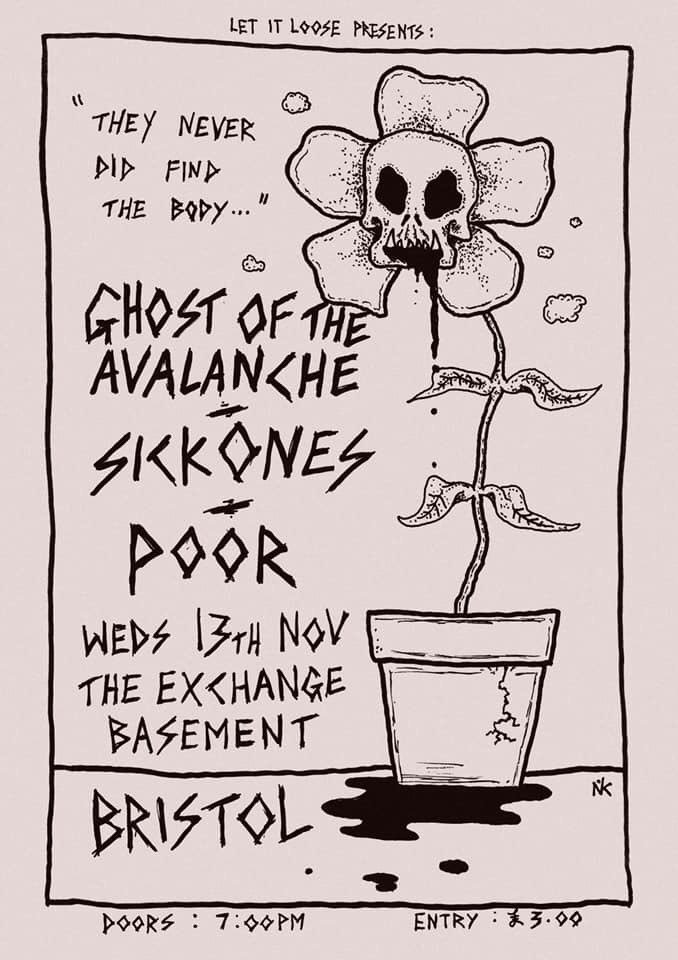 SICKONEShc's tweet photo. Get a ticket. Super intimate show with @GHOSTOFTHEAV / POOR. https://t.co/WG7GAOBxRC