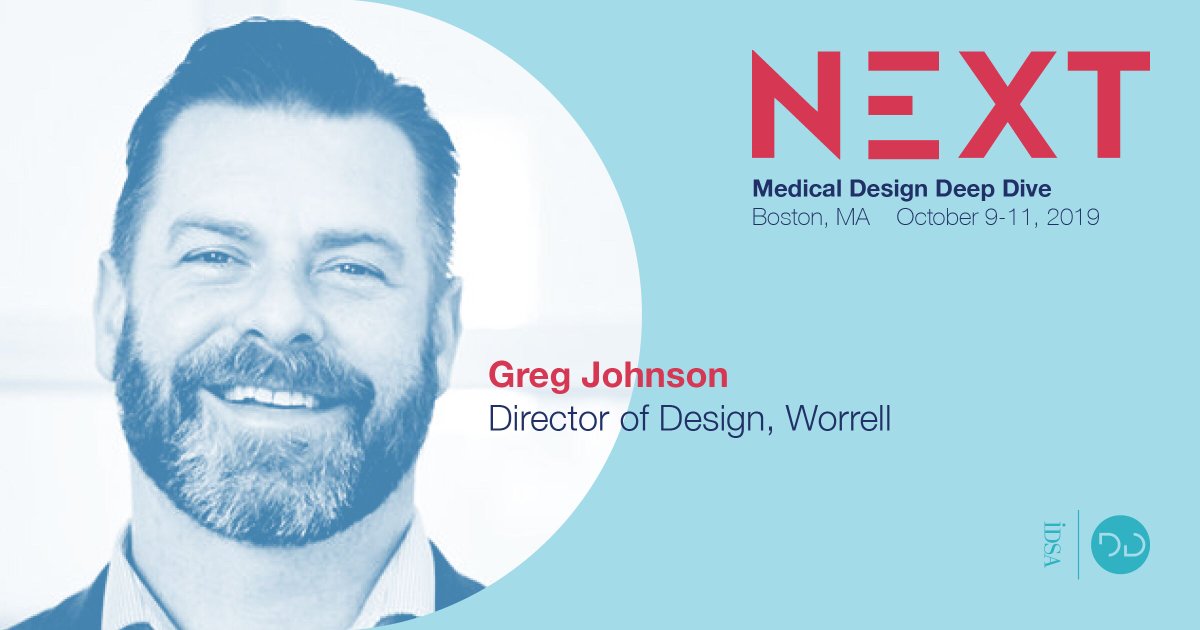 IDSA's tweet photo. Greg Johnson (@WorrellDesign) will present on the future of #medicaldevices —based on his 70 patents and 20+ years of experience in the #healthcare field. at IDSA's Medical Design Deep Dive, Oct. 9 in Boston. Info &amp; tickets: https://t.co/RUbu6TM59A https://t.co/HWvENp53NY
