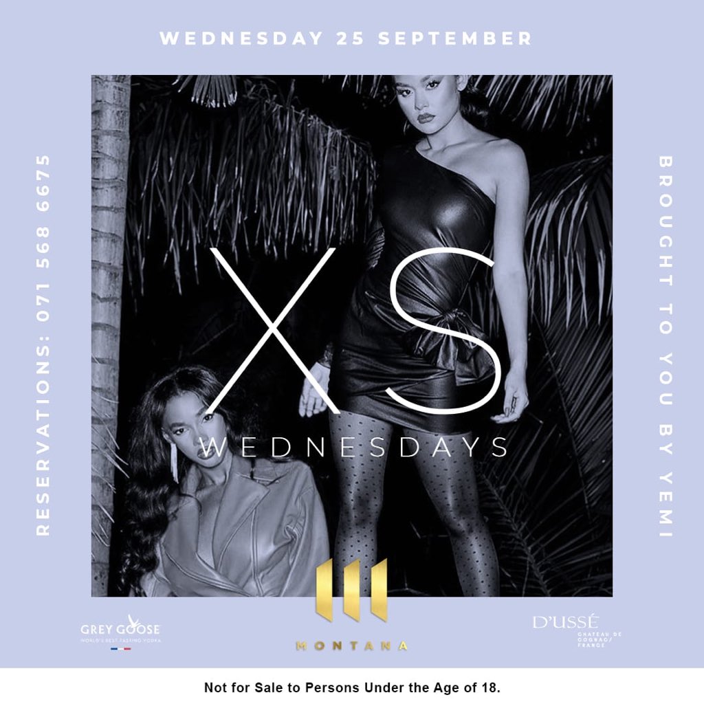 philsner_ddi's tweet photo. Tonight we back with the best midweek groove #XSWEDNESDAYS ππ½
@montanatheclub is the place to be on a Wednesdayβs night, pull up with your squad π«
#BeMontana #LiveForever https://t.co/Vgu49PNRc0