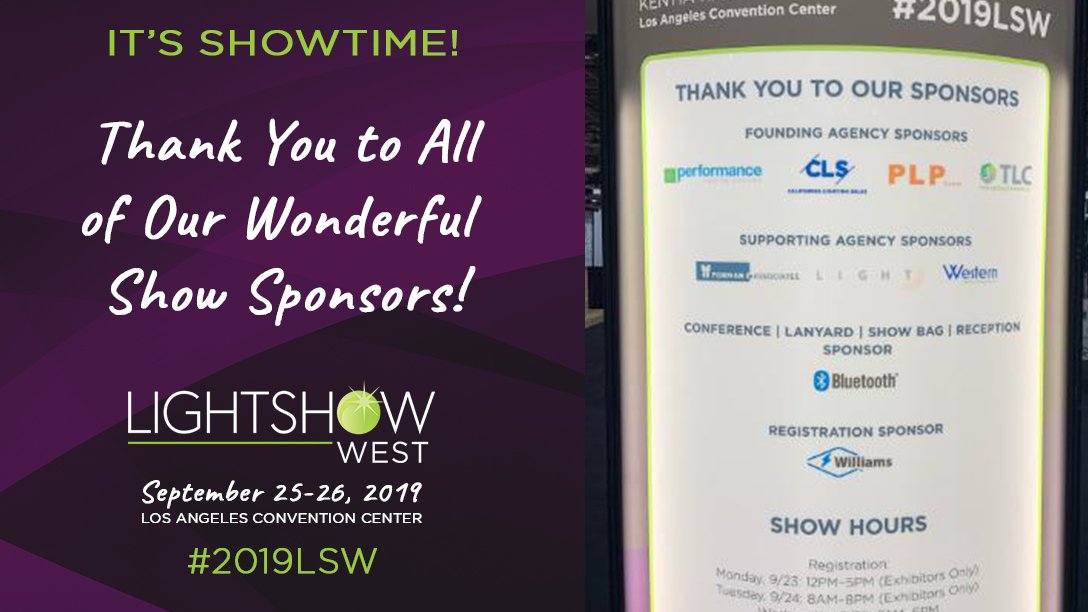 LightShowEvent's tweet photo. PT 1 - We couldn't do #2019LSW without you #PerformanceLightingSystems #CaliforniaLightingSales @PLP_SoCal @totalltgconcept #FormanandAssociates @LIGHTSOCAL @westernlec @BluetoothSIG @HEWilliamsInc 💚 https://t.co/gKXBck7QIC