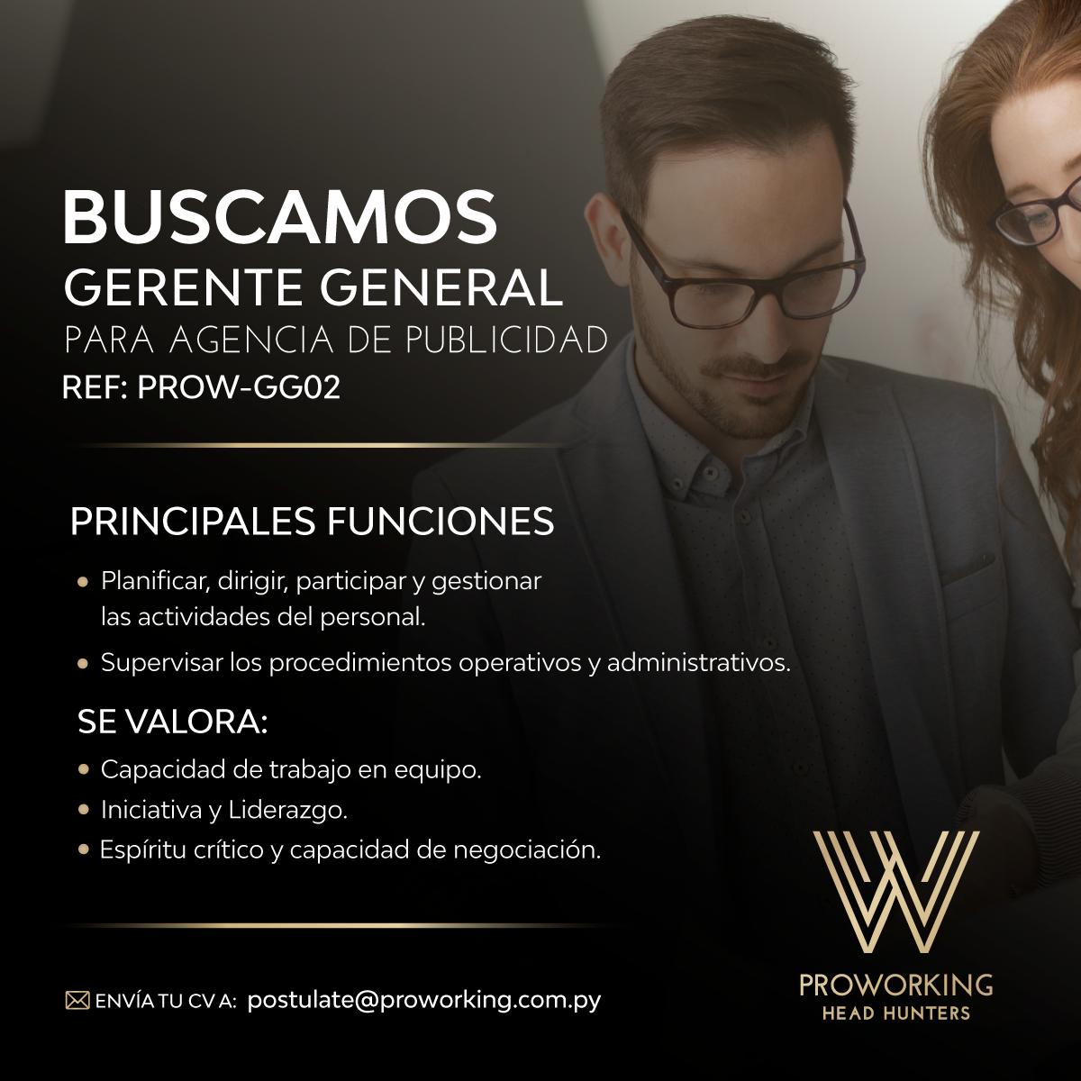 ProWorkingpy's tweet image. BUSCAMOS GERENTE GENERAL PARA AGENCIA DE PUBLICIDAD 💼

Dirigido a profesionales del área del marketing, comunicación o afines, con experiencia comprobada.

Se valorarán las competencias incluidas en la convocatoria.

REF: PROW-GG02

#ProworkingPy ✅