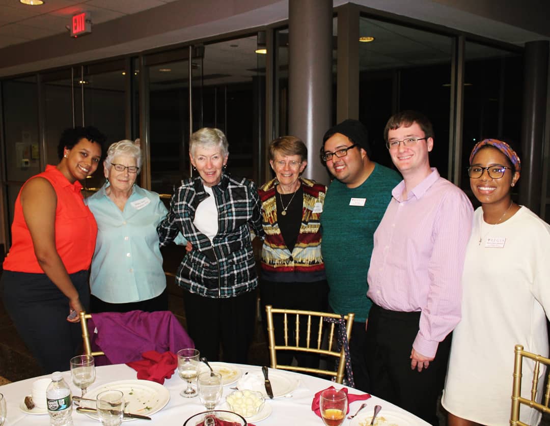 regisministry's tweet photo. Last night some of our students got to hang out with our Sisters of St. Joseph. Thank you @csjboston for always inspiring us with your life stories and your presence. #leadwithpride #regisfounders2019 #regislife https://t.co/y2a2wp0dEu