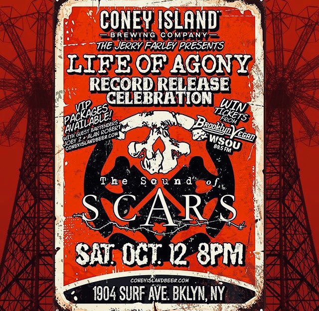 CONEY ISLAND, BKLYN RECORD RELEASE CELEBRATION FOR LOA'S "THE SOUND OF SCARS" SAT. OCT 12TH - THE EVE OF THE 26TH ANNIVERSARY OF "RIVER RUNS RED"! brooklynvegan.com/life-of-agony-… WIN TIX AT <a href="/brooklynvegan/">BrooklynVegan</a> &amp; <a href="/wsou/">WSOU 89.5 FM</a> VIP Packages avail thru #coneyislandbrewery <a href="/ConeyIslandBeer/">Coney Island Brewery</a>