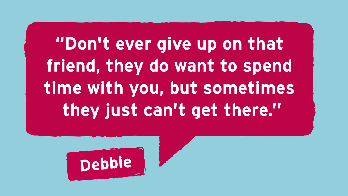 TimetoChange's tweet photo. "Maybe offer to go round instead, maybe say it's fine and suggest another time, just don't cut them off. Reach out, let them know you care."

Debbie explores anxiety and friendship in her blog: https://t.co/YLD5jDtzIl https://t.co/vdyeFIX62V