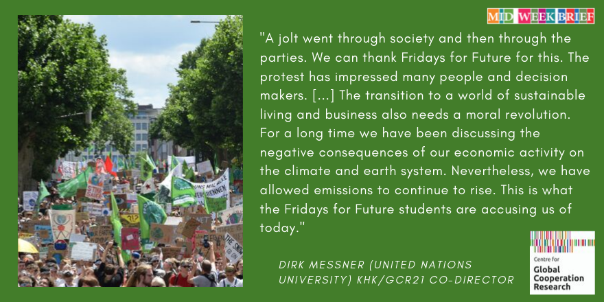 GCR_21's tweet photo. On the occasion of #week4climate today's #MidWeekBrief deals with an interview of our co-director Dirk Messner in @SZ on #FridaysForFuture and German #climate policy. Check out the full interview (in German) on https://t.co/n6jcsozIDa. #ClimateChange #UNClimateActionSummit https://t.co/pKuLSqDMvi