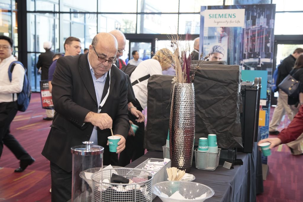 Stop by the Central Hall Lobby for your complimentary cup of coffee sponsored by <a href="/Siemens/">Siemens</a> starting this morning at 8:30! #PACKEXPOLasVegas #HCPEXPO