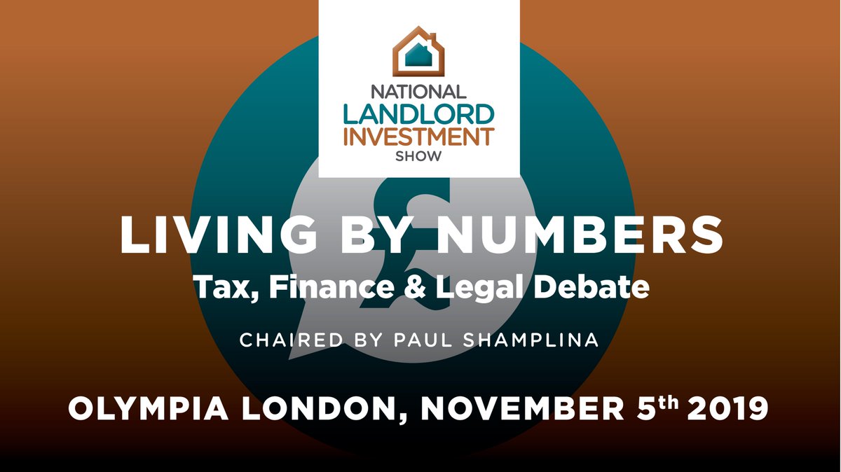 Join our 'Living by Numbers: Tax, Finance &amp; Legal Debate' on 5th November at London Olympia! Our expert panelists include Paul Shamplina of <a href="/LandlordAction/">Landlord Action</a>, Jeni Browne of @MortgagesforBus, Vincent Burch and Sean Hughes of <a href="/ComprehensiveTP/">Comprehensive Tax</a>. Sign up: bit.ly/2IMl2yo