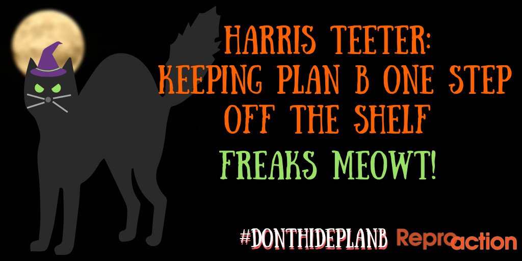 HenritheDragon's tweet photo. Happy Halloween to everyone but @HarrisTeeter, who has made finding and purchasing Plan B One Step &amp; other emergency contraceptives difficult &amp; sometimes impossible! 

(I guess that is SCARY!) 

#DontHidePlanB 🐱🎃 https://t.co/7jrvKejW55