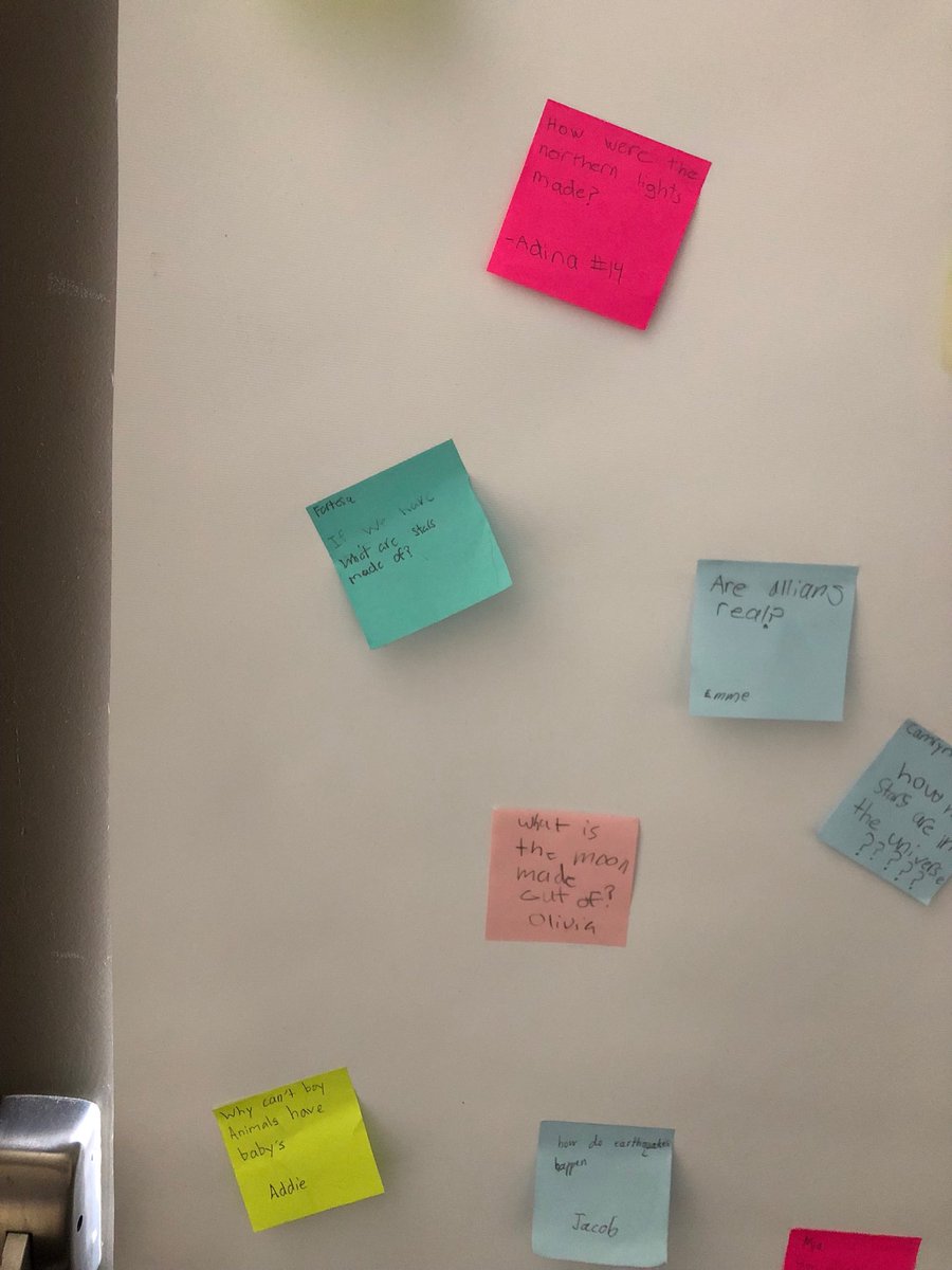 MrsGiovine's tweet photo. Class wonderings! Students come up with intriguing questions to start. They’ll explore the answers and teach the class their findings. An independent research project! Thanks for the idea @launch book club and @MsTaddeo for running it! #mweschool #3rdgrade #bestyearyet https://t.co/eCrHQ7JxqW