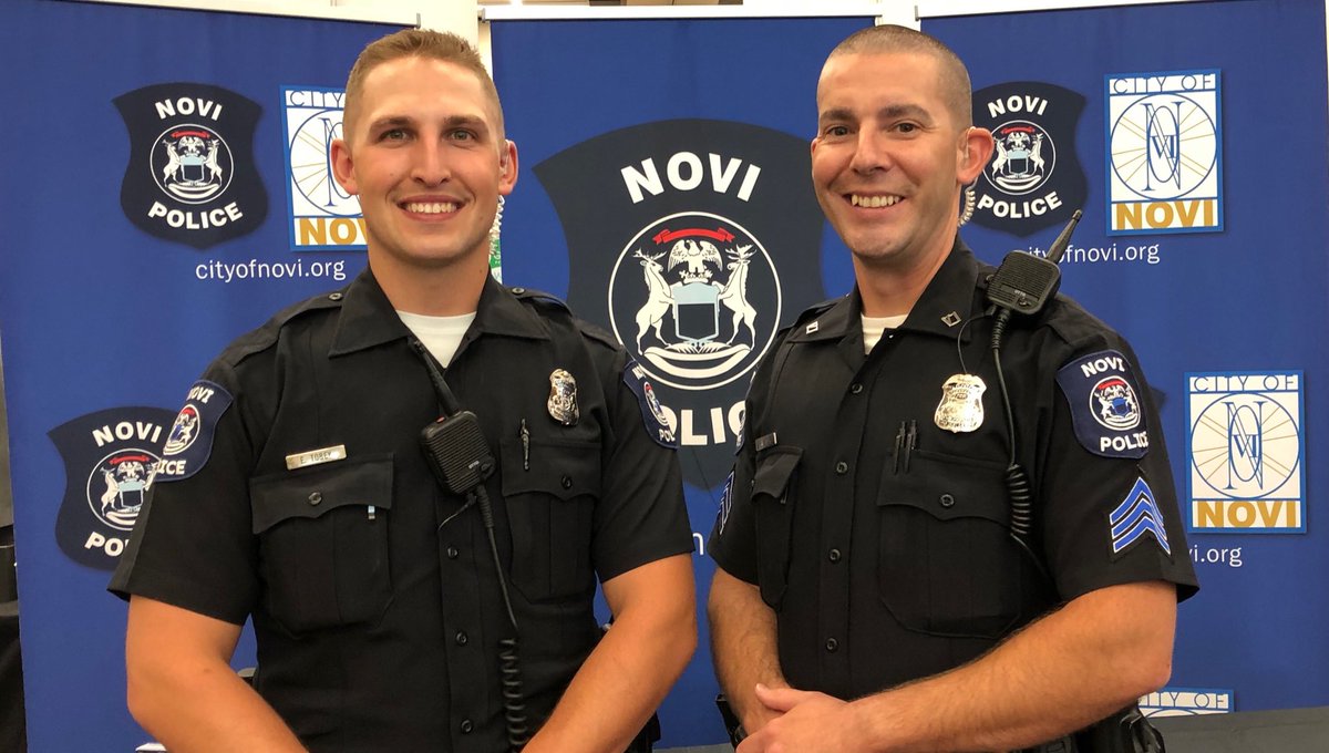 Sergeant Manar and Officer Tobey are representing #NoviPD at <a href="/oaklandu/">Oakland University</a> Career Fair today! Stop by to learn about all the opportunities with our Public Safety team!