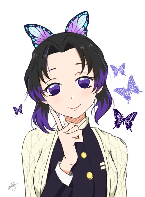 Shuu⛵さんがTwitterに投稿した胡蝶しのぶ(鬼滅の刃)のイラスト。