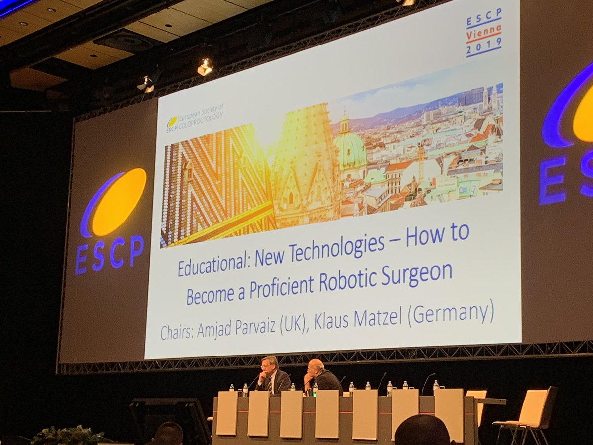 NuhaZsurgeon's tweet photo. How to become proficient in #robotic colorectal surgery - great session and speakers @escp_tweets #ESCP2019 modular training is key, similar to laparoscopic surgery - know your anatomy and your radiology.. a robotic surgeon still needs to be a laparoscopic as well as open surgeon https://t.co/eA3bRKNoCH