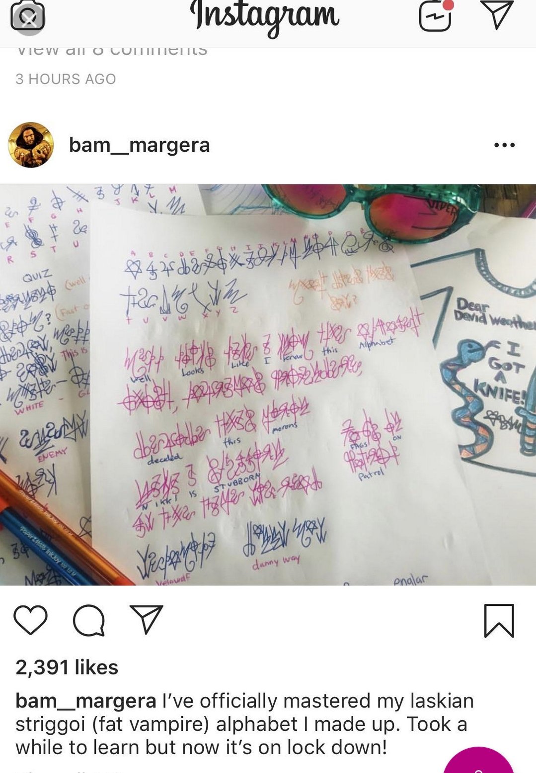 𝔐egalith on X: "Bam Margera created a secret vampire alphabet, this is the  kind of contribution to the Masquerade I can respect.  https://t.co/aG7119WbOq" / X