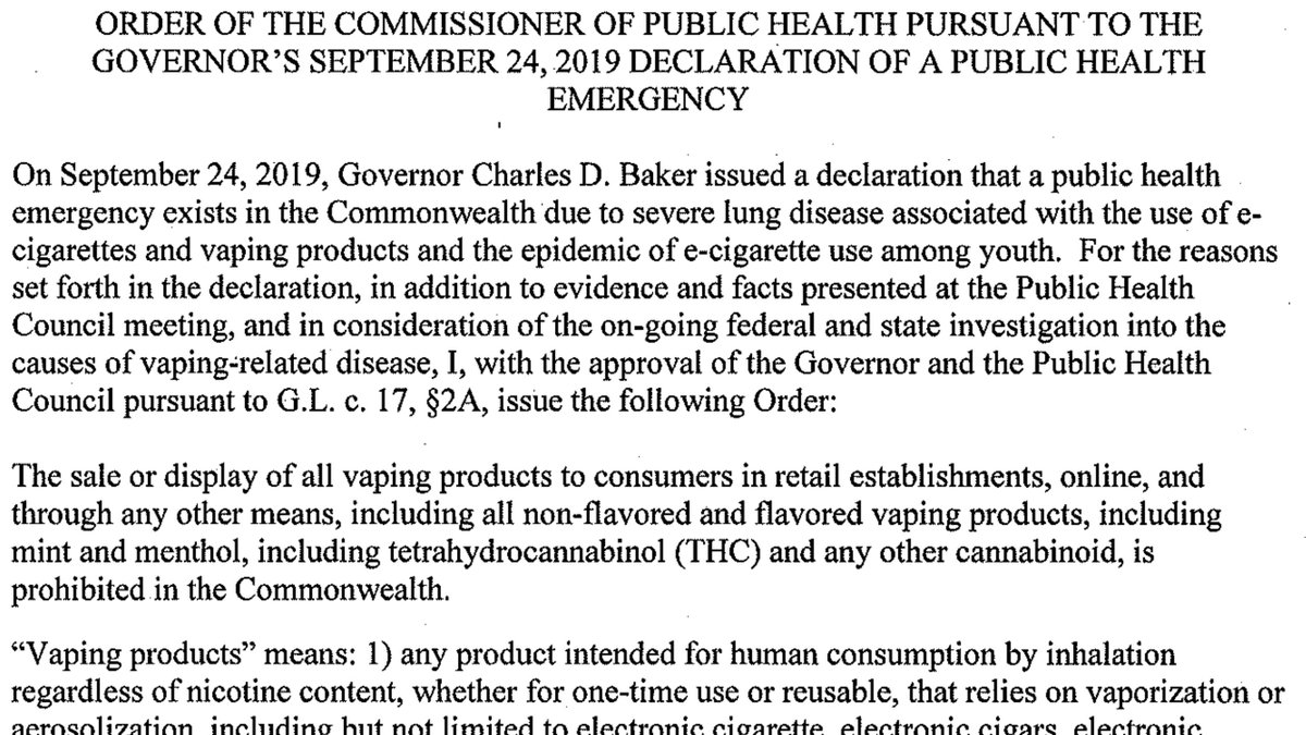 Order of the Commissioner of Public Health (2019-09-25)