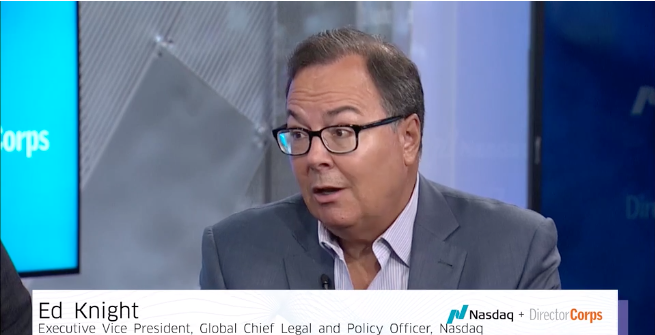 In this episode of Looking Ahead, Ed Knight, EVP &amp; global chief legal and officer <a href="/Nasdaq/">Nasdaq</a> explains areas of #risk that corporate #boards should be paying attention to. @NasdaqCorpGov bit.ly/regulatory-tre…