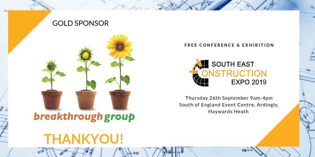 ConstructExpo's tweet photo. Thank you to Breakthrough Group, our gold sponsor at South East #ConstructExpo !!  Book your free place here >> https://t.co/v5I32A0qHM 

@breakthroughfun| @SussexChamber| @buildersconf | @brightonchamber | @_ConstructUK | @vanillaweb https://t.co/IPybdty3Fb
