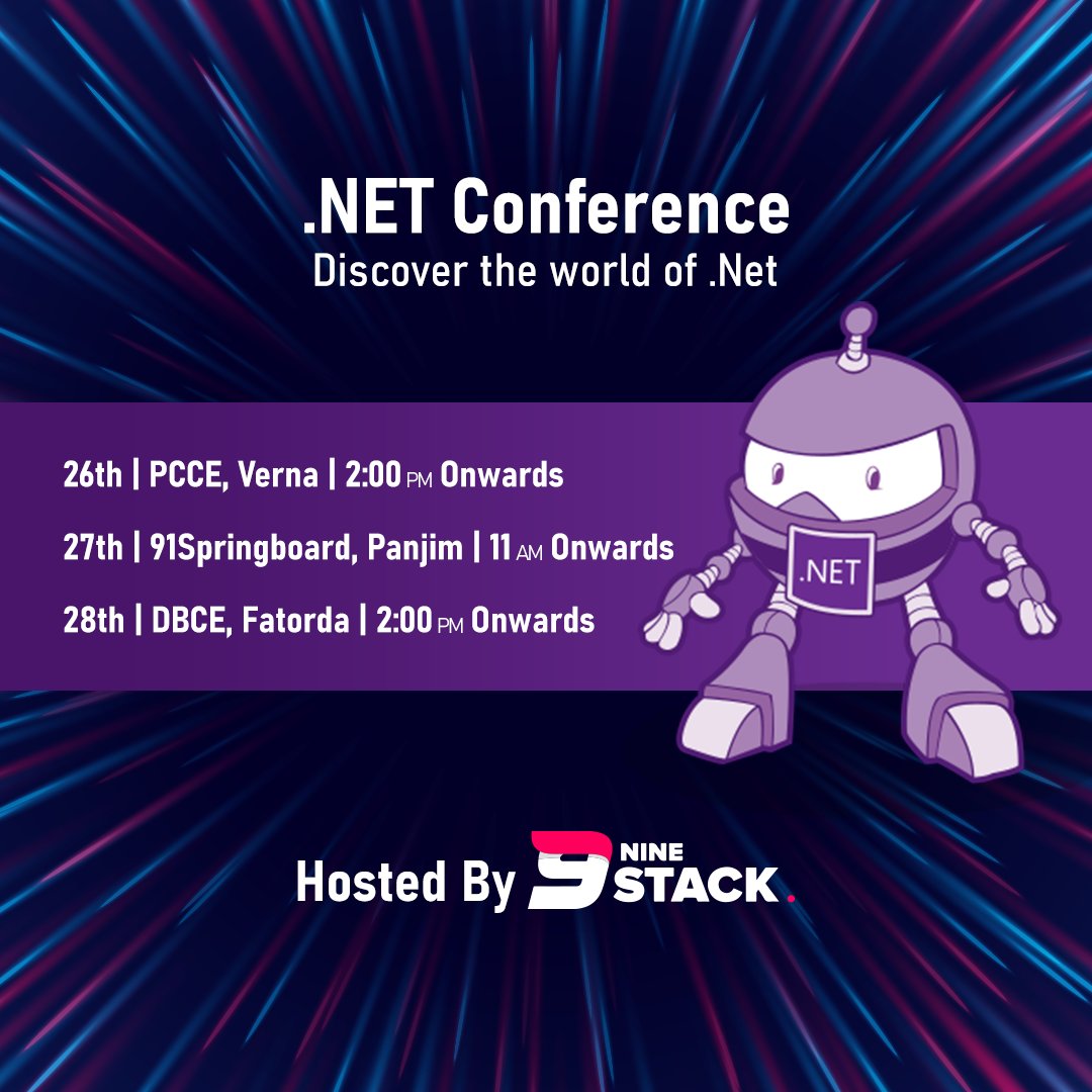 NineStack2's tweet image. All set to rock the .NET Conference that is happening now. If you haven&apos;t already signed up for it, now&apos;s the time! Visit the link in the bio to apply!

@Microsoft @MicrosoftIndia
#ninestack #dotNETConf #appdevelopment #androiddevelopment #dotnet #dotnetdeveloper #microsoft