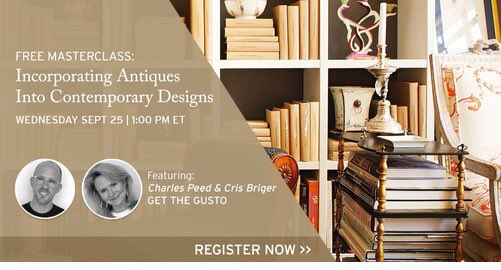 Looking forward to this webinar

<a href="/DeringHall/">Dering Hall</a> Masterclass - Incorporating #Antiques into Contemporary Designs w/ #GetTheGusto.

Join for an in-depth discussion on mixing antique products into contemporary settings to achieve vibrant and satisfying designs. register.gotowebinar.com/register/65695…