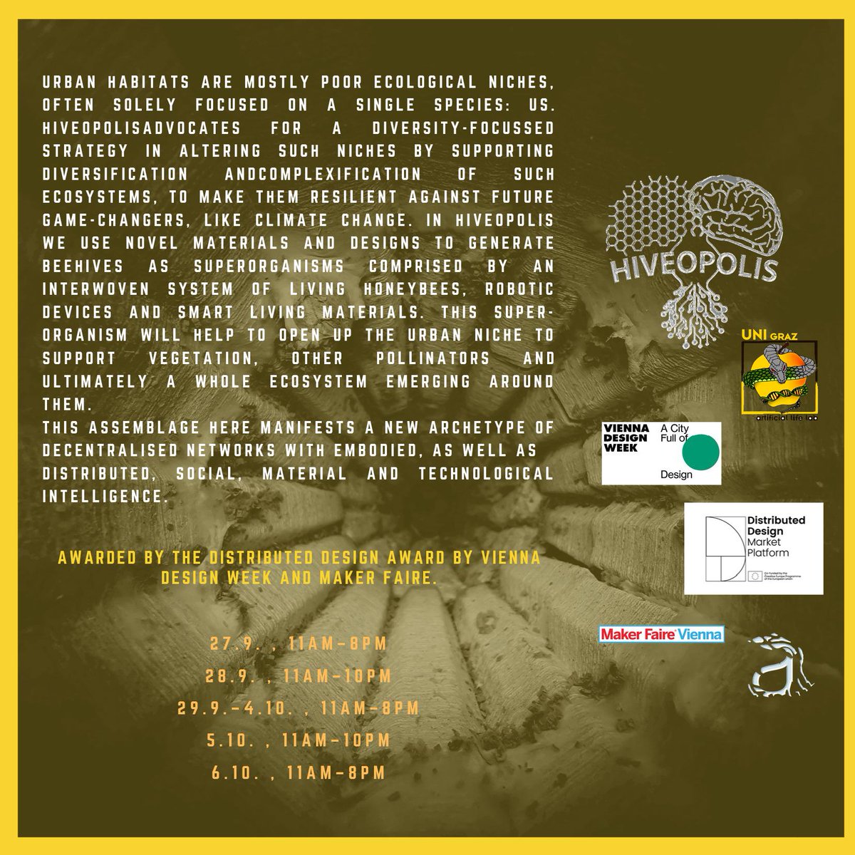 hiveopolis's tweet image. #hiveopolis at #viennadesignweek 27.09. - 06.10.19 viennadesignweek.at/en/search/?q=h…
#EICFTW  @fet_eu  @FETFX_EU