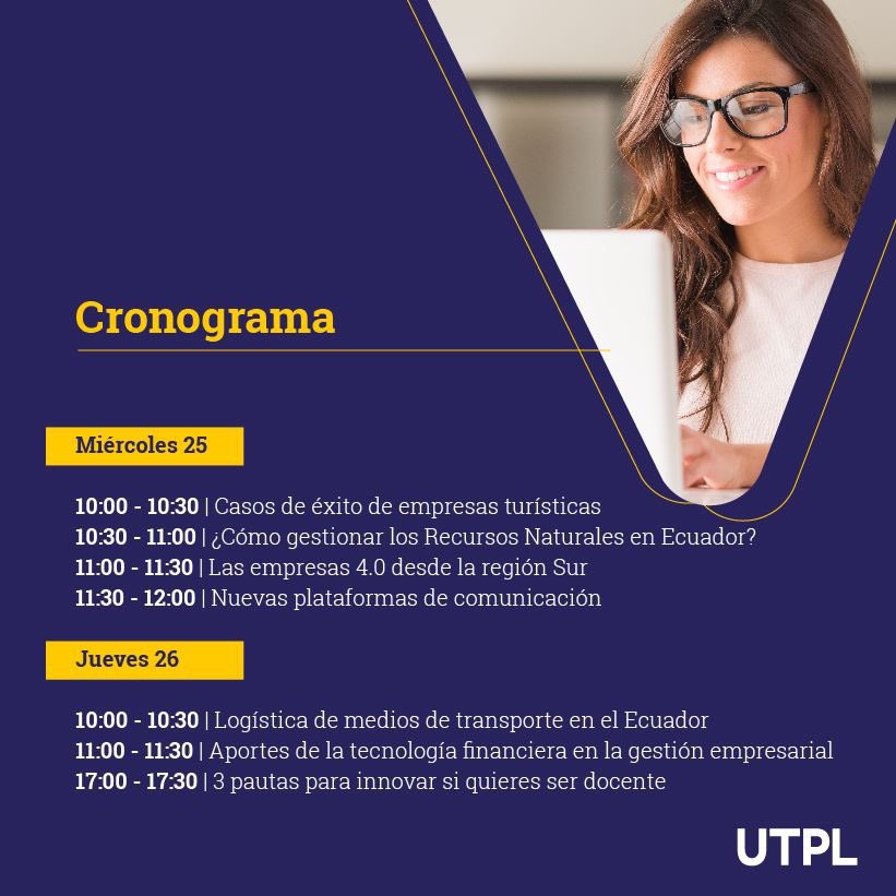 utpl's tweet photo. #UTPLenVivo🔴  ¡Hoy iniciamos la Maratón » 48 horas de conocimiento!

👩🏻‍💻 Docentes de distintas carreras nos hablarán por #FacebookLive sobre las nuevas tendencias y los retos que afrontan los profesionales de hoy en día en distintos ámbitos.

¡Únete! 👉 https://t.co/Q7qJZBaNNI https://t.co/5lD4mcW0DK