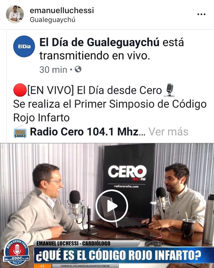 EmanuelLuchessi's tweet photo. Excelente entrevista hoy en @radiocero1041 @eldiagchu
#eldíadesdecero #codigorojoinfarto #gualeguaychu #cardiologia #cardiologiaintervencionista #lleguemosatiempo #infarto #salvarvidas https://t.co/hRJIKL9LYk