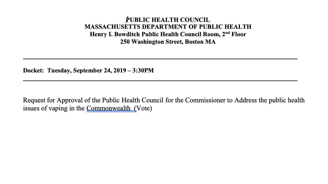 Public Health Council Meeting Agenda 2019-09-25