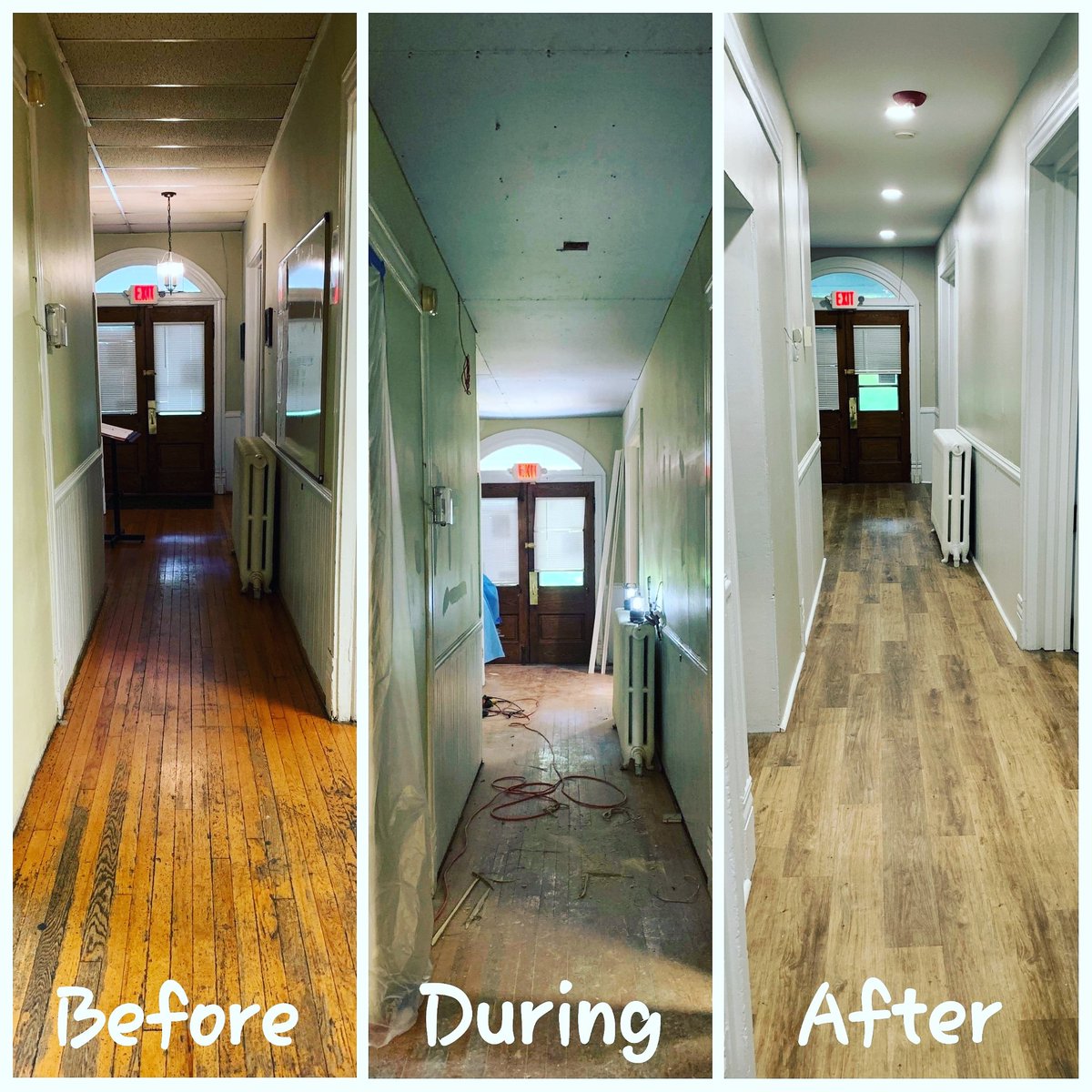 Here is a glimpse of before, during, and after photos of ARCH’s Bethany 
Hall newly renovated first floor hallway! Be sure to attend our Holiday 
Open House in December to check out the full renovations. #ARCHRoanoke #BethanyHall #Renovations #OpenHouse