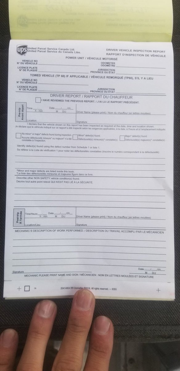 Assurez-vous de remplir adéquatement votre DVIR à chaque DÉBUT et FIN de quart de travail. C'est de VOTRE responsabilité. Consultez votre comité CHSP pour plus d'informations.