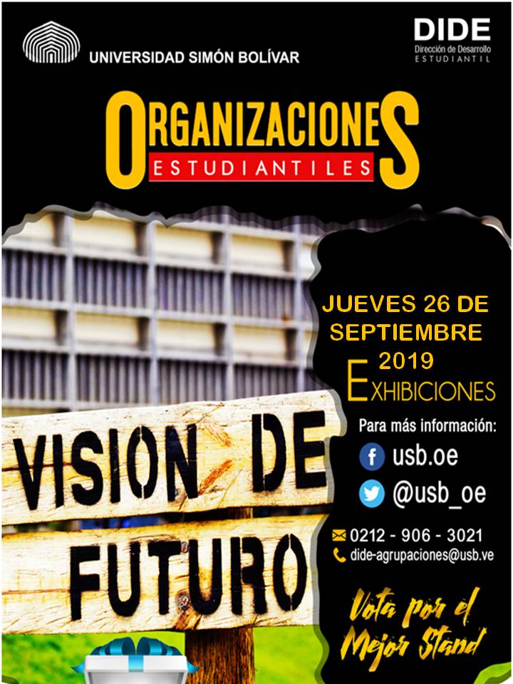 USB_OE's tweet photo. Exhibición de las Organizaciones Estudiantiles, mañana Jueves 26, en el Conjunto de Auditorios USB, les esperamos. https://t.co/bwkb3Bm0ga