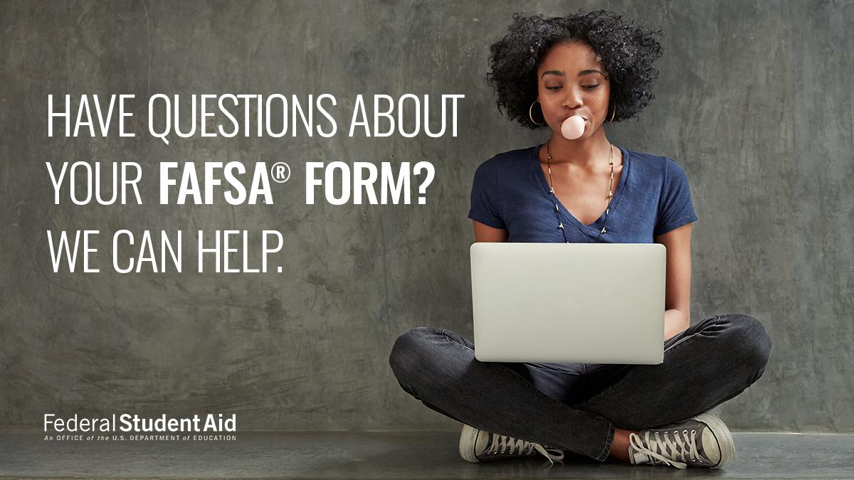 FAFSA's tweet photo. We know there's a lot to think about when it comes to completing your FAFSA form and managing financial aid. 🤔 One thing to always keep in mind: you NEVER need to pay for help. Here's how to reach us: https://t.co/AKdiv8ZKc0 https://t.co/lvGjmWlOQ3