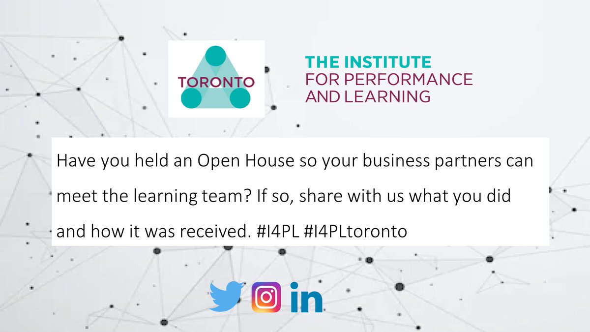 I4PLToronto's tweet photo. Share your learnings from the open house with us #Torontochapter
#performance #learning #I4PL #I4PLtoronto #performanceandlearningmonth https://t.co/WKquCp59xw