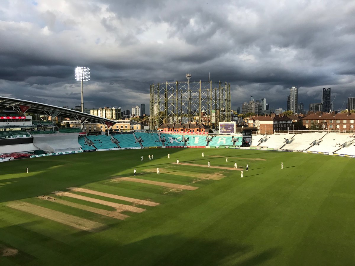The Oval’s looking in good nick this evening. #countycricket