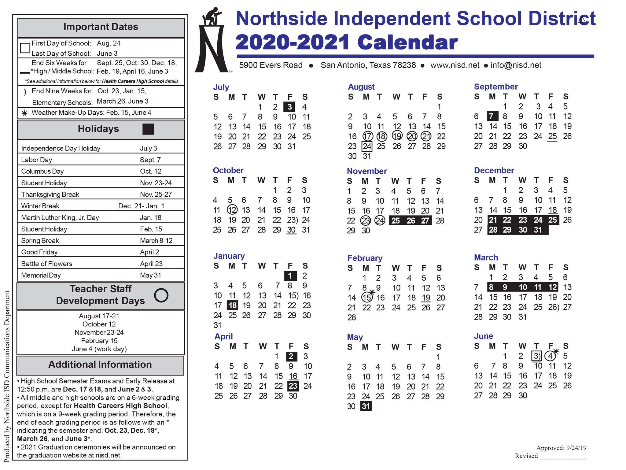 northside isd calendar 2021 2022 Northside Isd On Twitter The 2020 2021 School Year Calendar Was Approved At Last Night S Board Meeting Download It Here Https T Co Seu4mhejbp Https T Co L8gqbts8er northside isd calendar 2021 2022