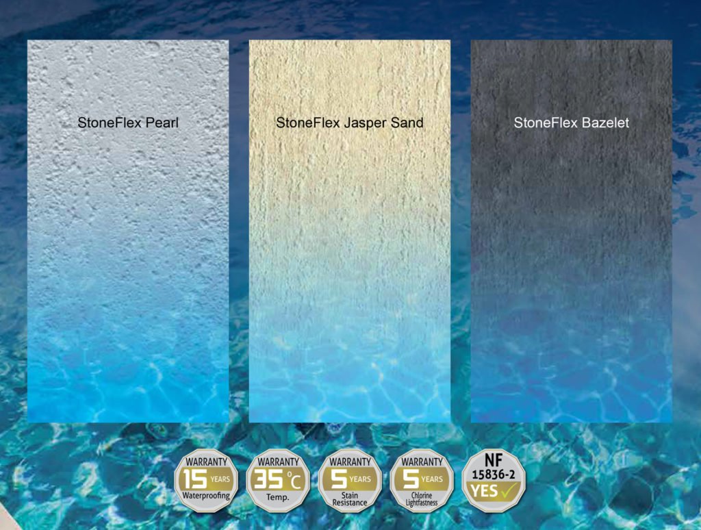 pHplastics's tweet image. StoneFlex Grey Bazelet looks great with so many liners or all on it's own. #60mil #sunledge #poolstairs @VinylMasters