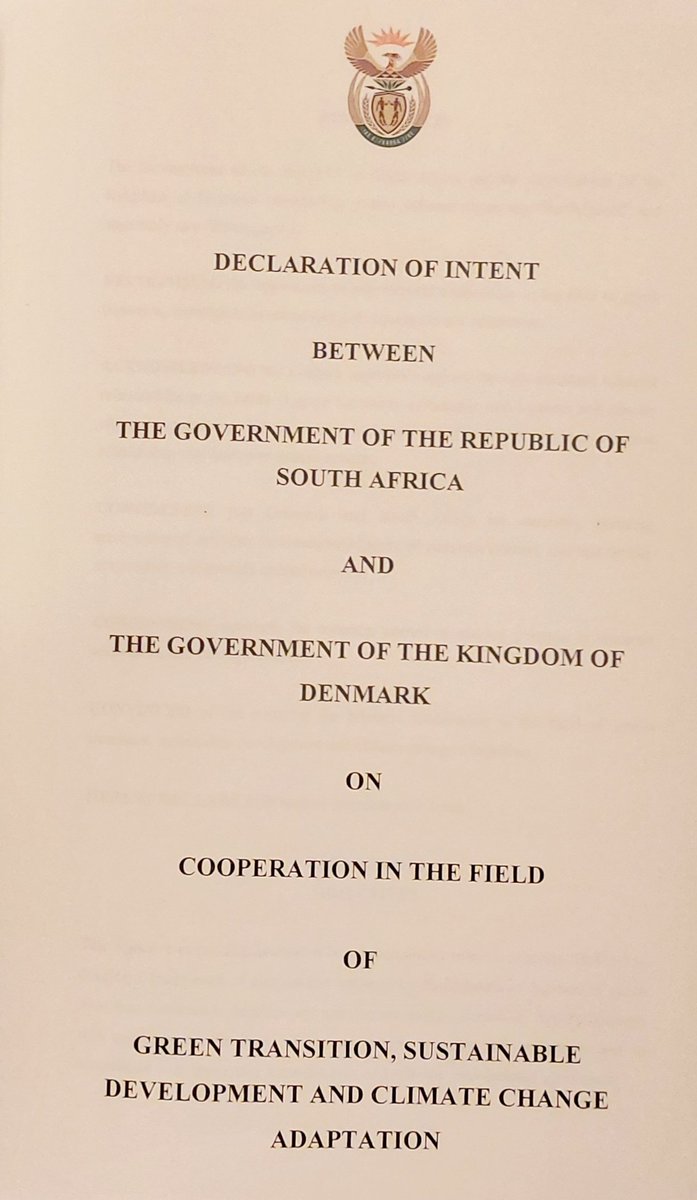 BarbaraMcCB's tweet photo. Today I signed a Declaration of Intent with the Danish Minister of Environment H.E Ms Lea Wermelin on bilateral cooperation on the Circular Economy, Cleaner Production, Greening of the Economy &amp; Adaptation. @LeaWermelin @environmentza @UNClimateSummit https://t.co/k8v4S2efwF