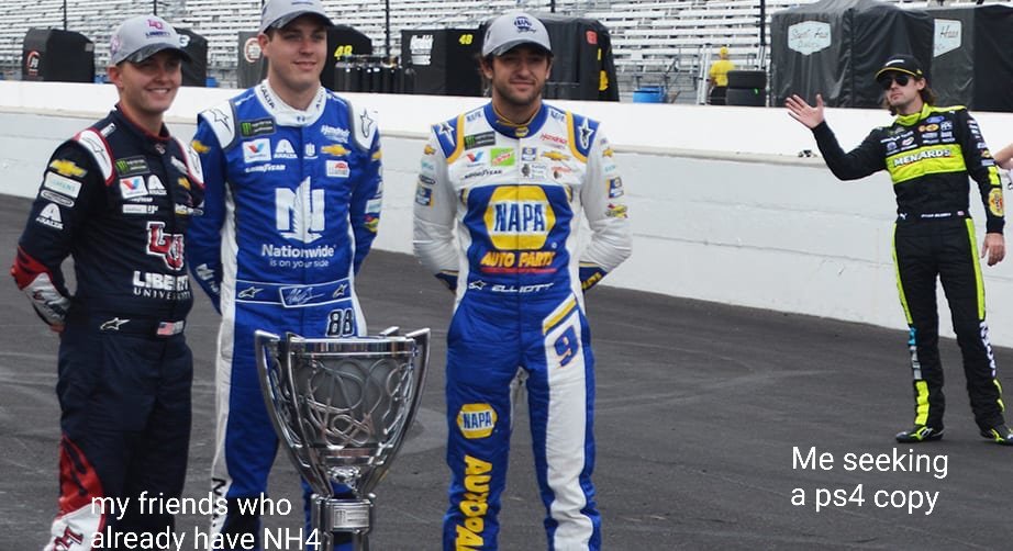 sobxpapa's tweet photo. @nascarcasm @NASCARHeat My friends who already have NH4 vs Me who is seeking a copy
#CasmCaptionContest #ps4 https://t.co/isnduJv62c