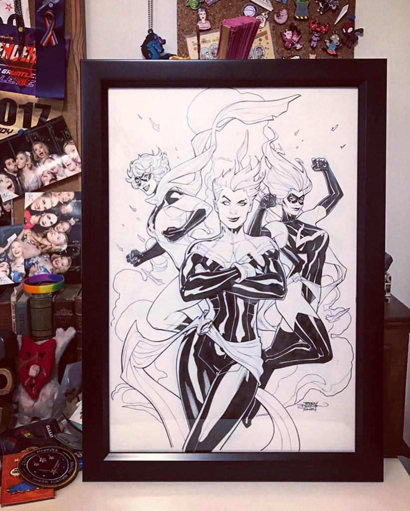 OmgDjJudy's tweet photo. Our #MarvelQuickdraw episode with @TerryDodsonArt is now live! And I am excited to say that the original piece is hanging up in my apartment! So honored to own art by Terry and Rachel! https://t.co/1WvkZmBrcq