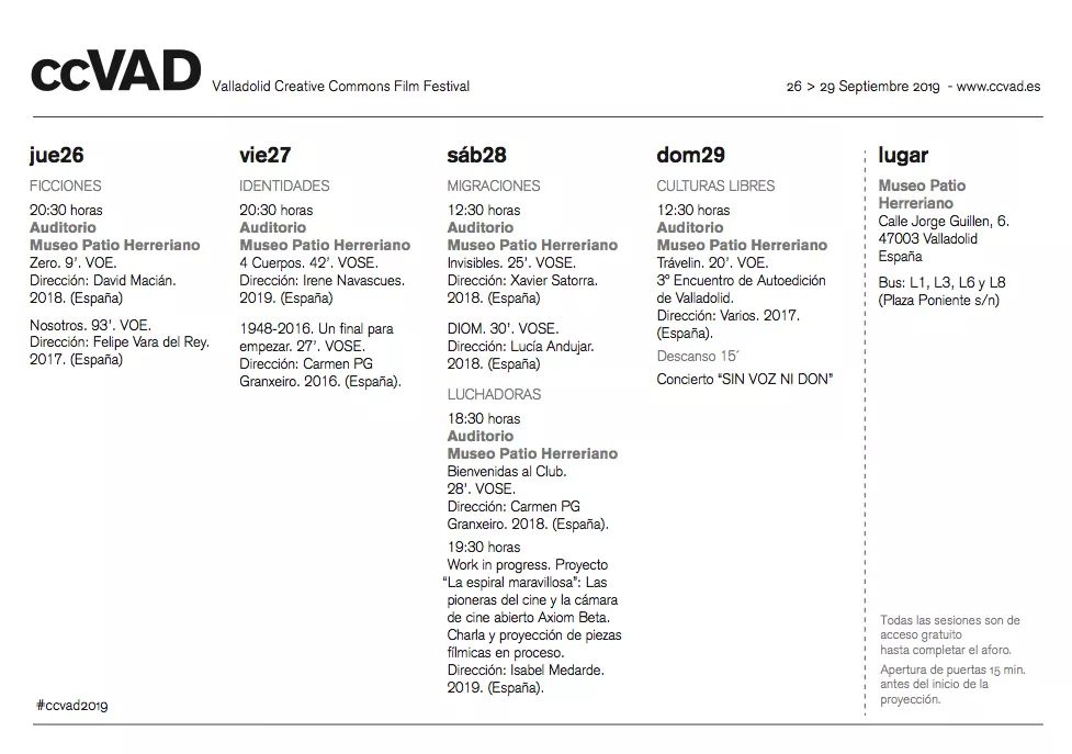 'Las pioneras del cine y la cámara de cine abierta AXIOM Beta' es el título de la charla que impartiremos en #ccVAD2019

🗓️sábado 28
🕢19:30
🏛️<a href="/PatioHerreriano/">Patio Herreriano</a>

Mostraremos el proceso de trabajo y rodaje, así como piezas fílmicas de La espiral maravillosa cc <a href="/CCVADFestival/">CCVADFestival</a>